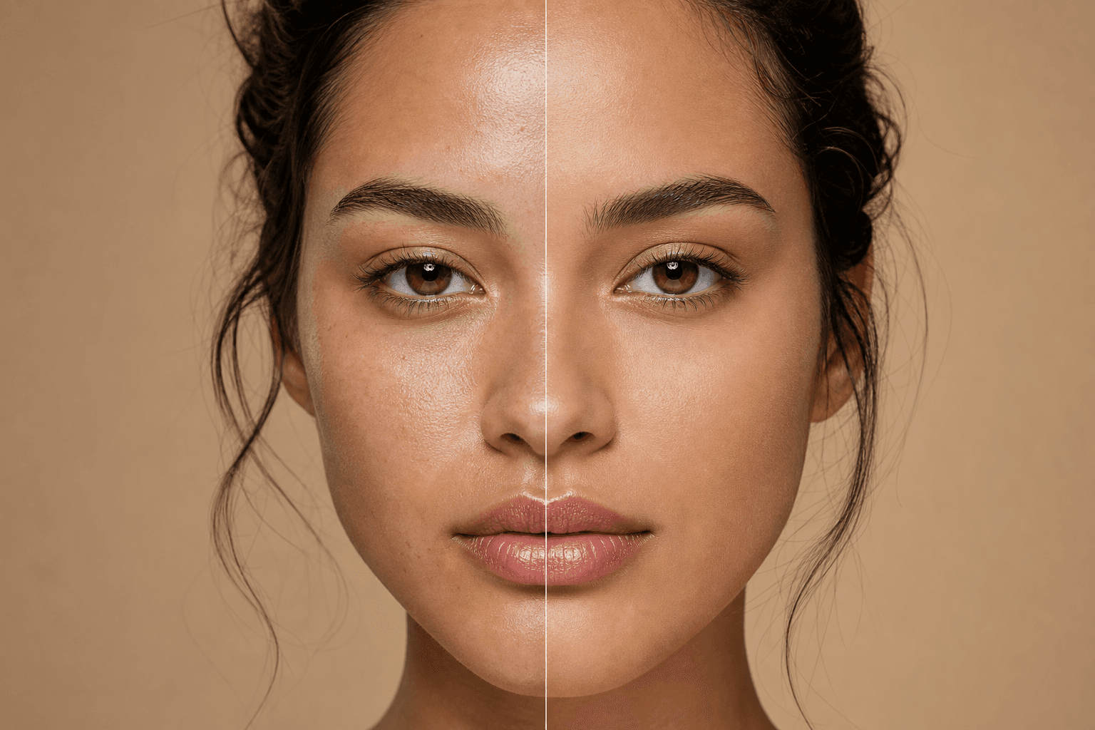 After — flawless complexion